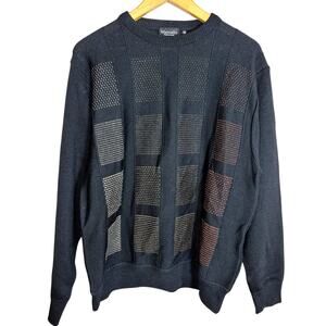 Vintage Marcello Italy Men's Patterned Textured Design Knit Sweater Dark Gray M